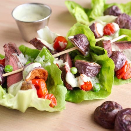Steak & 'Blues' Salad Boats with Dilly Avocado Ranch Dressing via Nutritionist in the Kitch