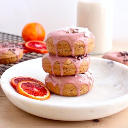Baked Donuts with Strawberry Blood Orange Glaze // Gluten & Dairy Free via Nutrition in the Kitch