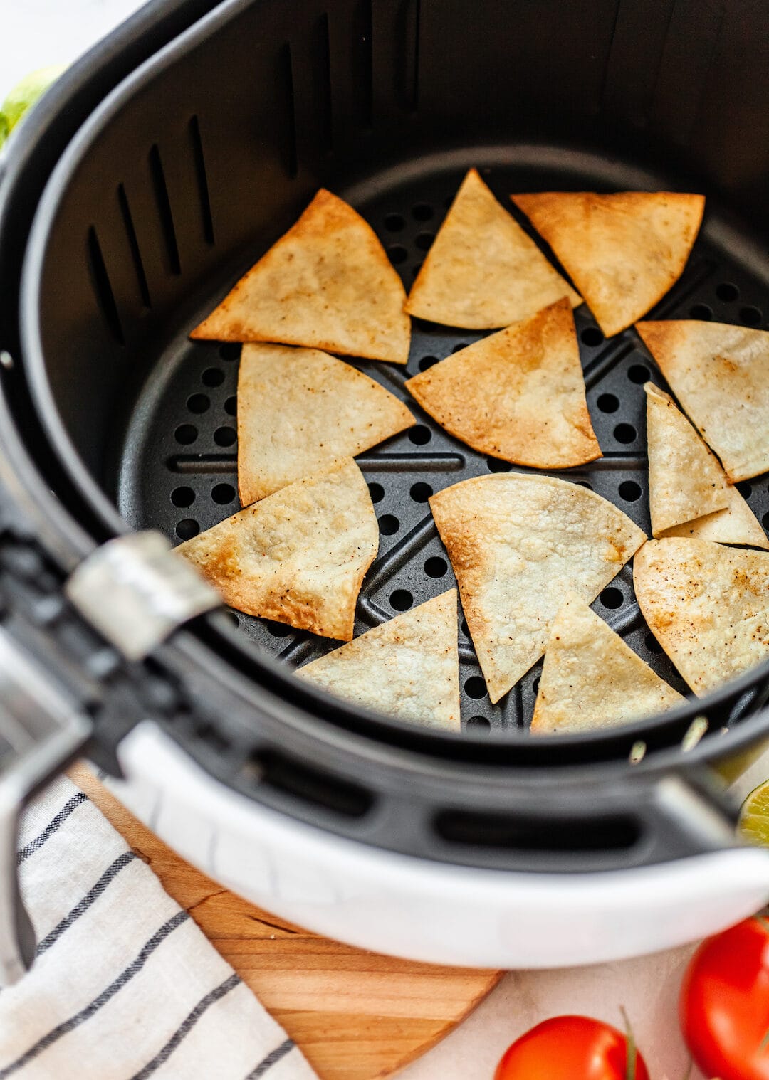 Easy Homemade Air Fryer Tortilla Chips - 3 ingredients - Pinch Me Good