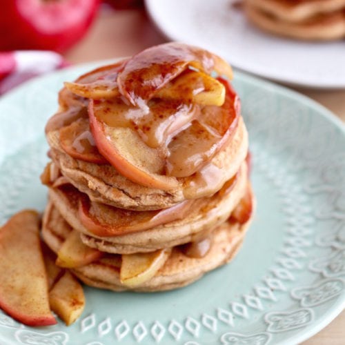 Healthy Apple Caramel Pancakes (GF & DF) via Nutritionist in the Kitch