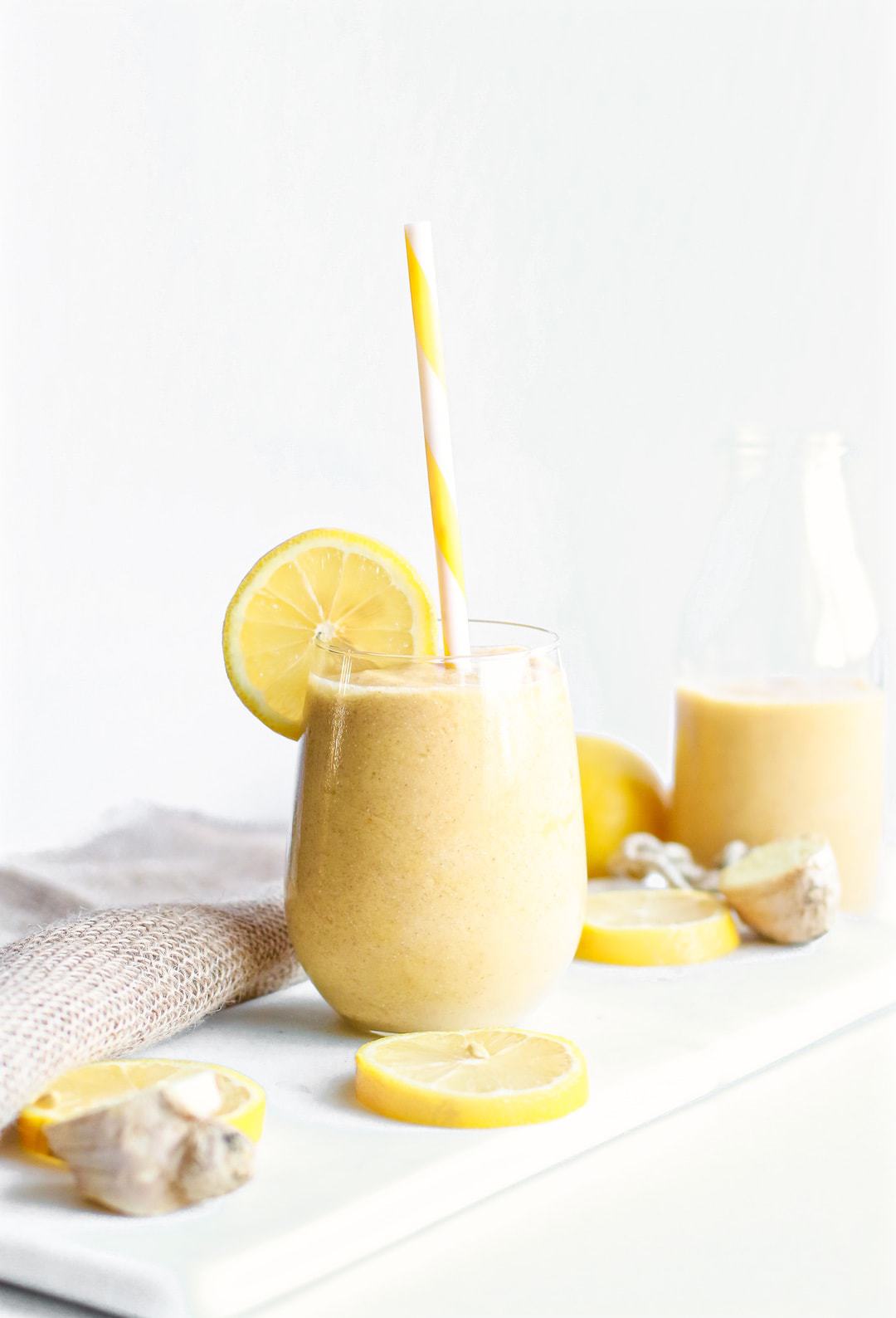 Fresh Lemon Ginger Detoxifying Smoothie - dairy free, gluten free, plant based, easy, delicious!