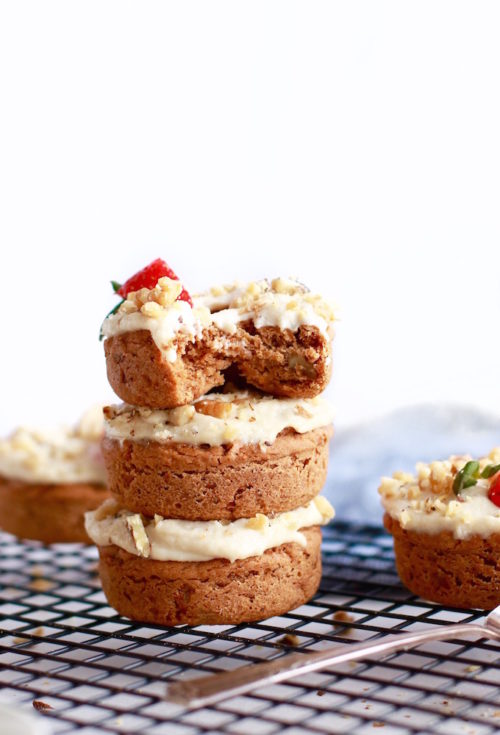 Baked Carrot Cake Protein Donuts with Cashew Frosting