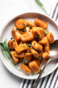 Homemade Vegan Sweet Potato Gnocchi (Gluten Free) with Sweet Sage Vegan Butter Sauce