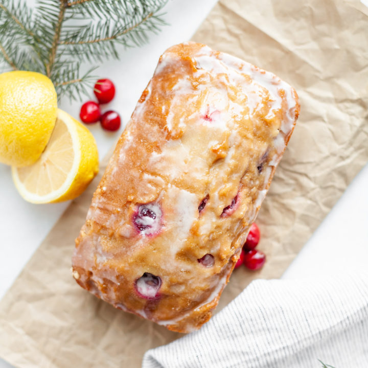 Healthy Cranberry Lemon Loaf Pound Cake