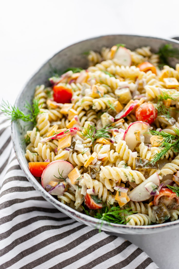 Healthy Dill Pickle Pasta Salad Nutrition in the Kitch