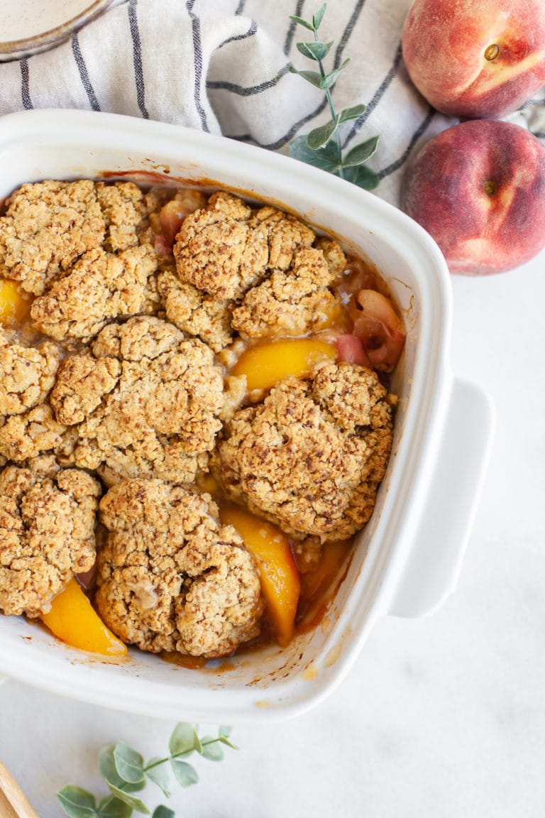 Easy & Healthy Peach Cobbler Recipe Nutrition in the Kitch