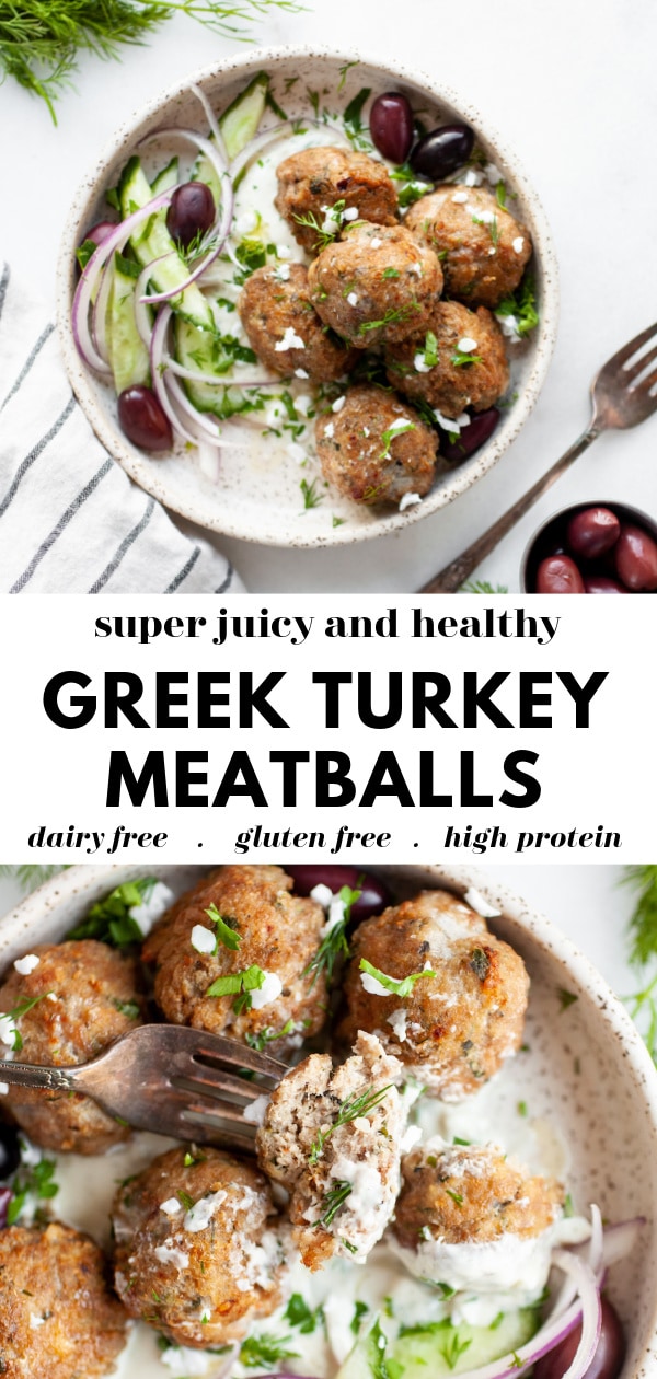 Easy Greek Turkey Meatballs (gluten free, dairy free)