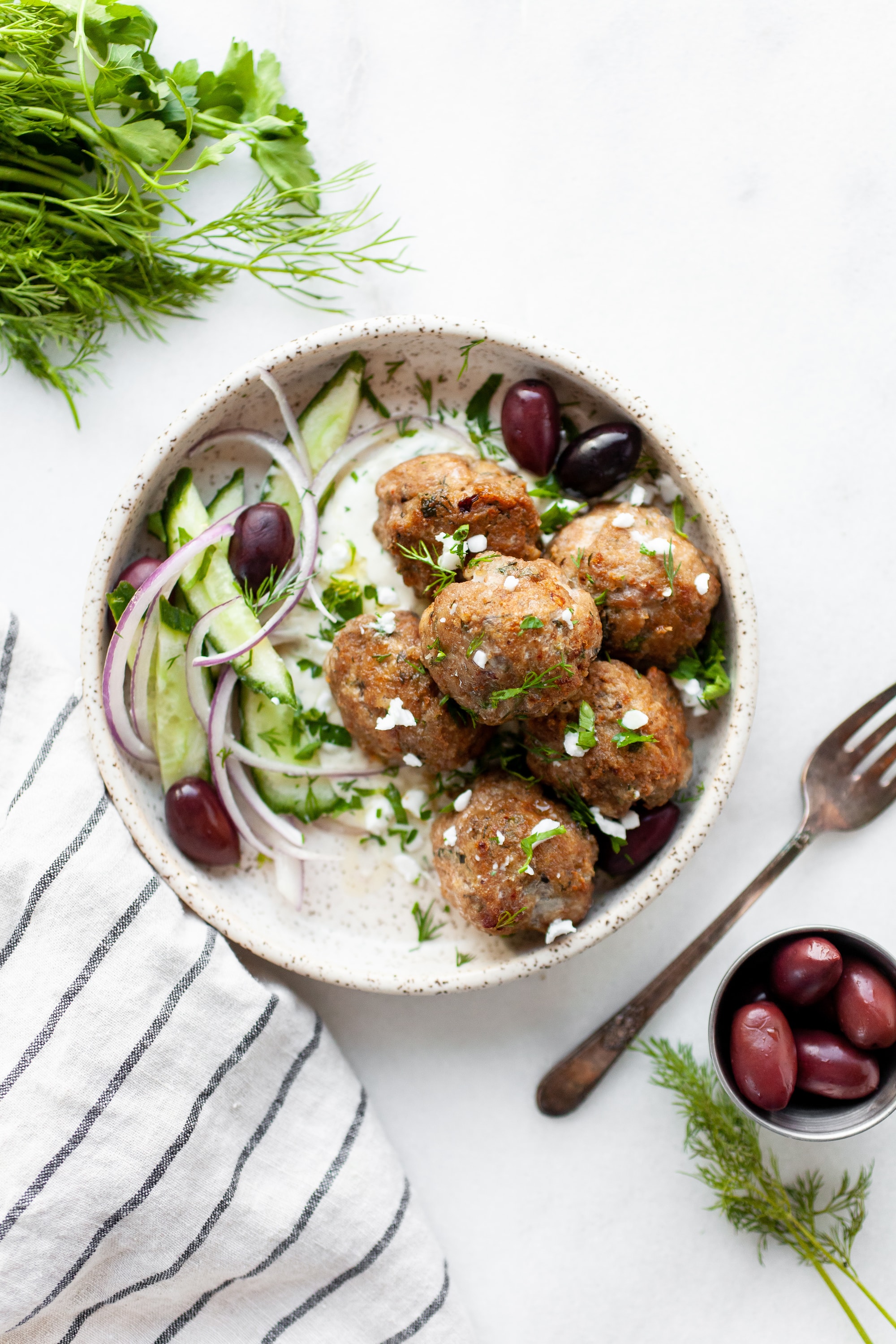 Easy Greek Turkey Meatballs (gluten free, dairy free)